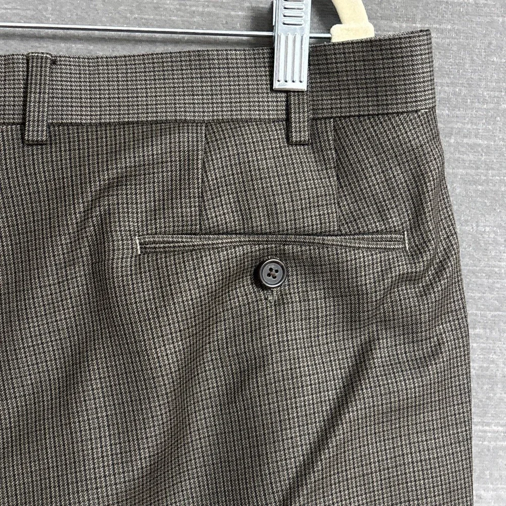 Lauren Ralph Lauren Pants 40x30 Brown Plaid‎ Check Wool Pleated Cuffed Trousers